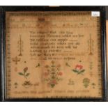 A needlework sampler by Charlotte Wall, A National School, July 25,