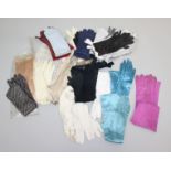 A collection of gloves comprising of 15 pairs of evening gloves, 10 pairs of leather gloves,