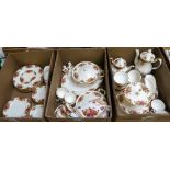 Royal Albert Old Country Roses pattern dinner and teaware including 3-tier cake stand