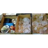 Glassware including ships decanter, vases, other decanters, bowls, a set of Stuart crystal dessert