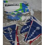 A collection of three Kawasaki Green Team string pennants, circa 1990's.