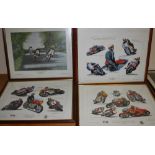 Jim Blanchard (born 1942), a signed set of four limited edition prints, Mike Hailwood 65/750, M.V.