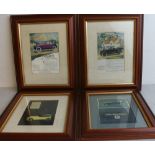 Six various 1930-40's motoring advertisements, including Lincoln Le Baron roadster, framed, (6).