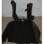 A pair of vintage Goldtop leather boots, size 9 together with a leather jacket.