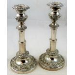 A Victorian pair of electroplated telescopic candlesticks by Barker brothers, circa 1860