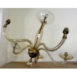 A Victorian glass five branch ceiling light