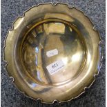 A silver pedestal dish, London date letter worn, with wavy border