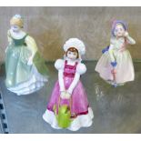 A Royal Worcester figurine "Mary, Mary" together with Royal Doulton figure Fair Maiden HN 2211 and