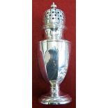 A silver sugar caster Birmingham 1931, of panelled baluster form