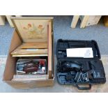 A Sharp cased video camera together with a box of miscellaneous including camera, recorder,