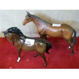 Two Beswick horses, one matt and one gloss (2)