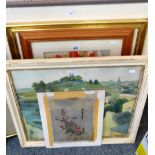 A limited edition Peter Scott print, still life watercolours etc. (9)