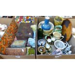 A box of miscellaneous china and glass including Noritake coffee service, Poole, Royal Doulton
