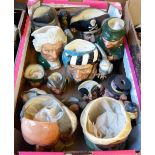 Seven large Royal Doulton character jugs including The Walrus and The Carpenter, Long John silver,