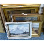 Five oil paintings together with a landscape water colour by Colin H Linn in gilt frame (6)