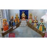 Royal Doulton Bunnykins The Tudors collection, seven models on stand