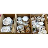 China in three boxes including Ridgway ironstone part dinner service, Wedgwood part tea service,