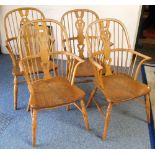 A set of four modern beech and elm Windsor style armchairs (4)