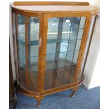 A walnut mirror-back display cabinet with cabriole legs, 91cm wide