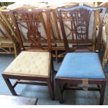 A George III Chippendale style elm dining chair and another George III elm single chair (2)