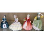 Four Royal Doulton figures "Daydreams" HN1731, Royal Doulton "Buttercup" HN2309, "Janet" HN1537