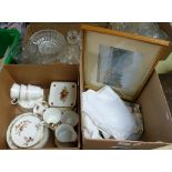 A box of china including Royal Doulton, Royal Albert and Royal Worcester together with a selection
