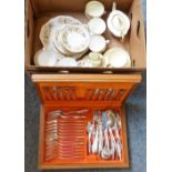 A Colclough tea service together with Lawley china and a canteen of cutlery (2)