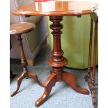 A Victorian style walnut serpentine tip-top pedestal tripod table, 54cm wide