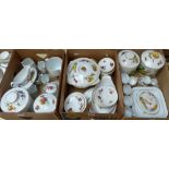Royal Worcester Evesham pattern plates, cups, saucers, storage jars (3)