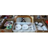 Two boxes of Denby ware Green Wheat pattern, including tureen together with an octagonal pine