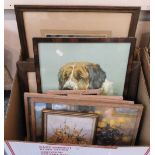 A selection of still life pictures together with hunting pictures, prints etc.