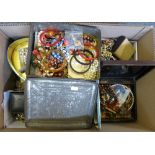 A large box of costume jewellery etc.