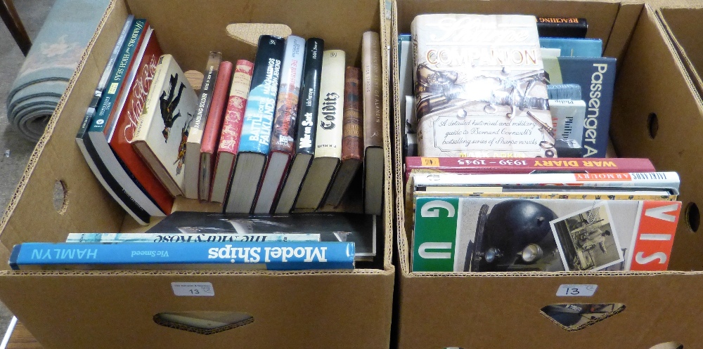 Two boxes of military themed books