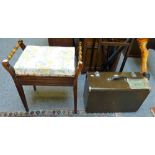 An Edwardian stained birch piano stool and a Singer electric sewing machine (2)