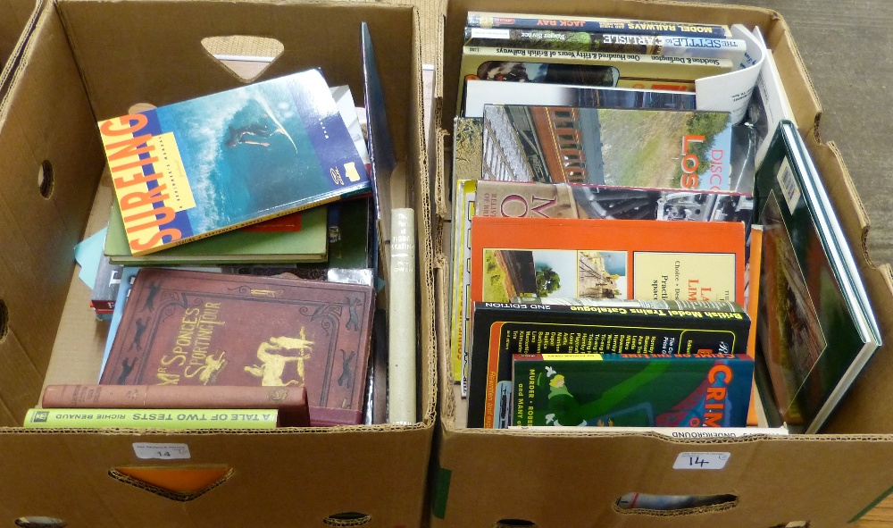 A box of sporting books together with a box of railway related books (2)