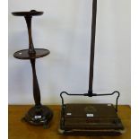 An Ewbank Success oak carpet sweeper and a smoker's turned mahogany stand (2)