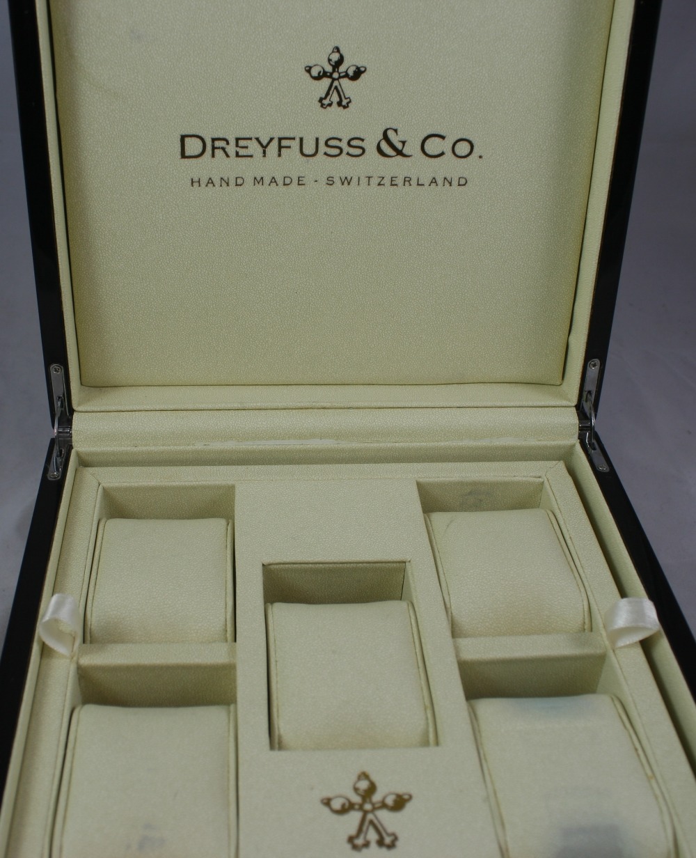 Dreyfuss & Co., a watch case, recent, to hold five wristwatches, 22 x 22 x 9 cm. - Image 2 of 2