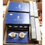 Twelve boxed Royal Worcester cream jugs together with Wedgwood collector plates