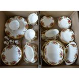A Royal Albert 'Old Country Roses' dinner service to include; a regal dish, a sandwich plate, ten