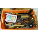 A box of woodworking tools