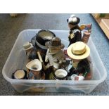 A box of mainly Winston Churchill figurines / character jugs together with one of Margaret Thatcher