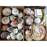 Two boxes of mainly Oriental teaware together with a Royal Winton fruit set, cheese dish etc. (2)