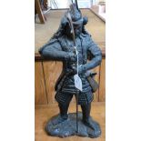 A bronze statue of T. Mifune in the dress of a samurai warrior, 47cm