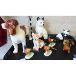 Beswick pheasants together with models of cats, dogs, panda etc. (8)