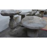 A composition staddle stone together with shell bird bath (2)