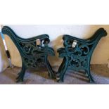 Three pairs of cast iron garden bench ends