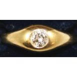 A 9ct gold single stone diamond ring, collet set with an old cut brilliant stone, estimated to weigh