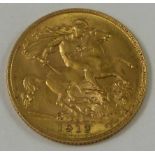 A 1912 half sovereign.