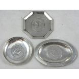 A Chinese silver coin mounted dish, by Wang Hing, Hong Kong, another by Zee Sung and a third by