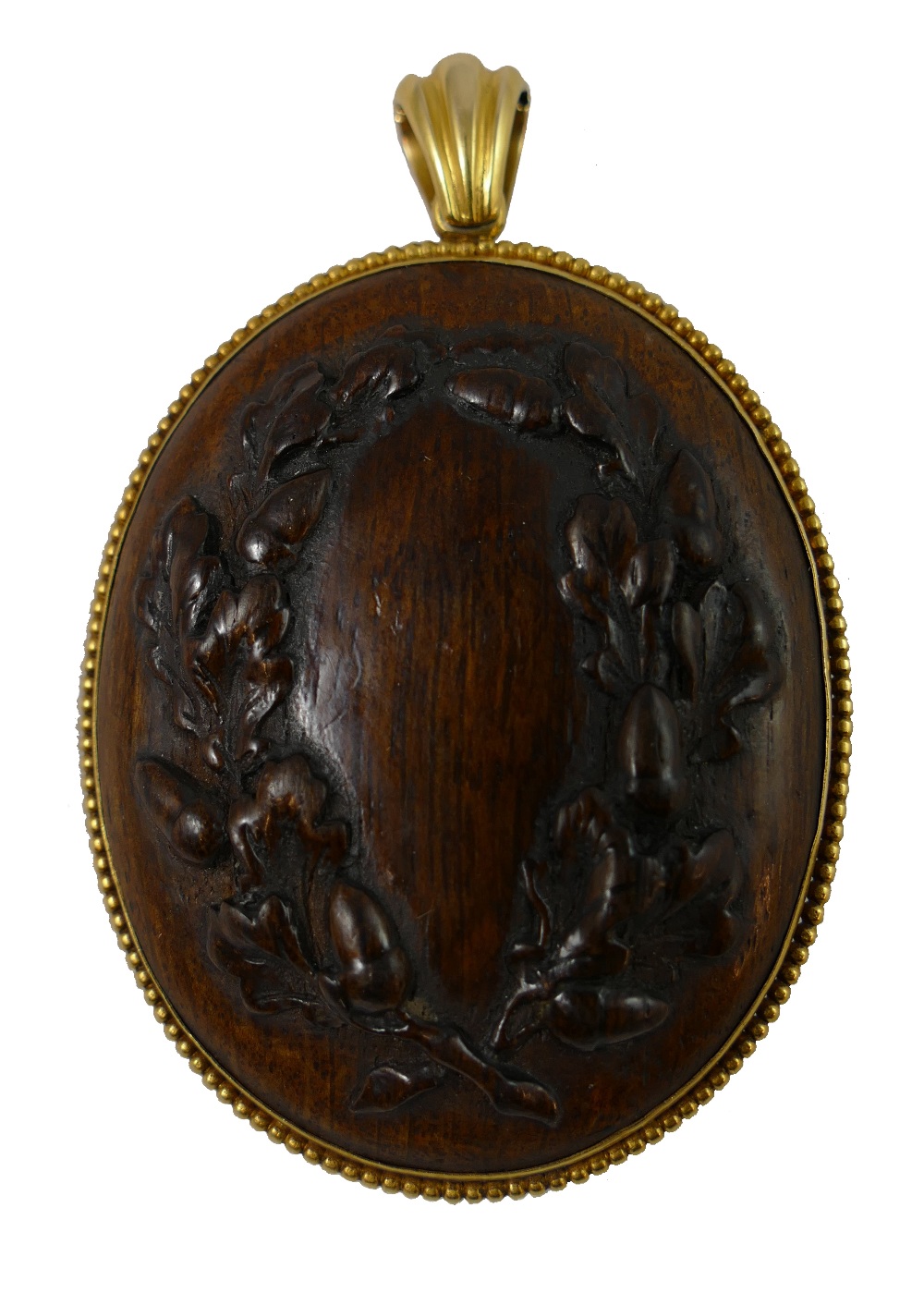 Of Shakespeare interest - A Victorian 18ct gold and believed Mulberry wood carved pendant, circa - Image 3 of 3